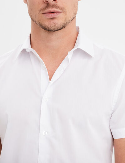 Chemise droite manches courtes blanc homme