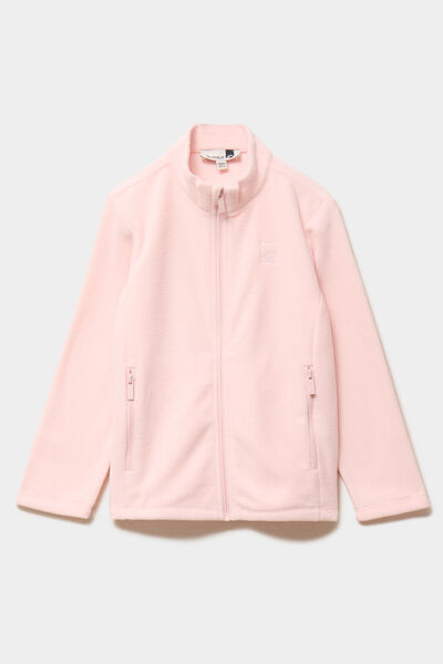 Gilet effet polaire zipp&eacute; col montant rose clair fille