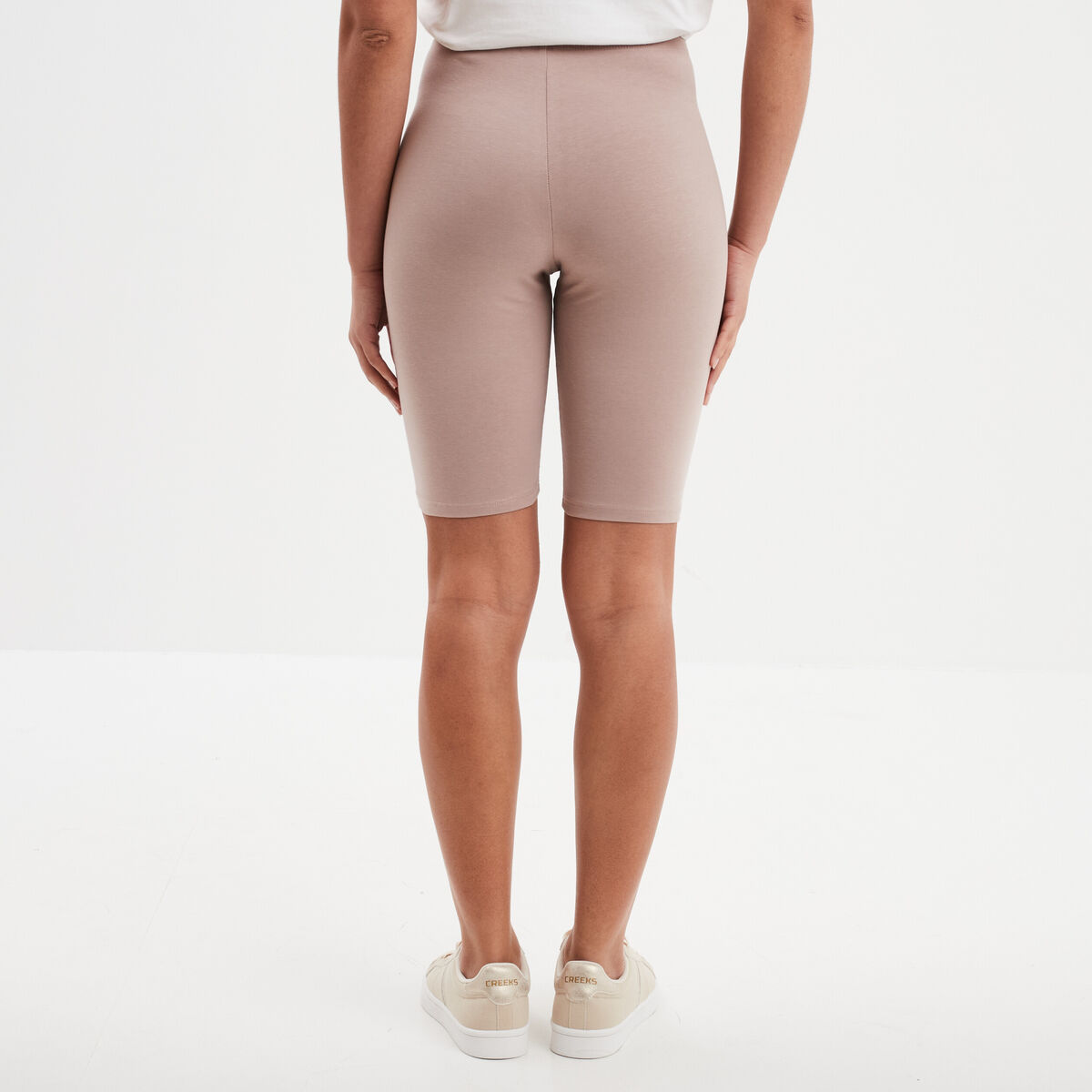 Short cycliste coton stretch marron clair femme