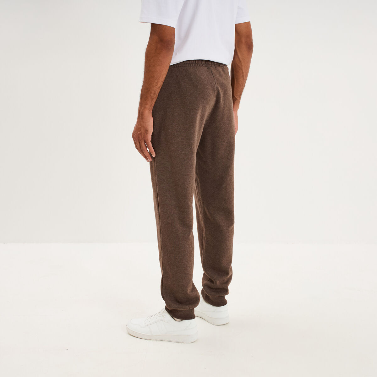 Pantalon jogging droit molleton marron chocolat homme