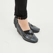 Mocassins compens&eacute;s gris fonc&eacute; femme