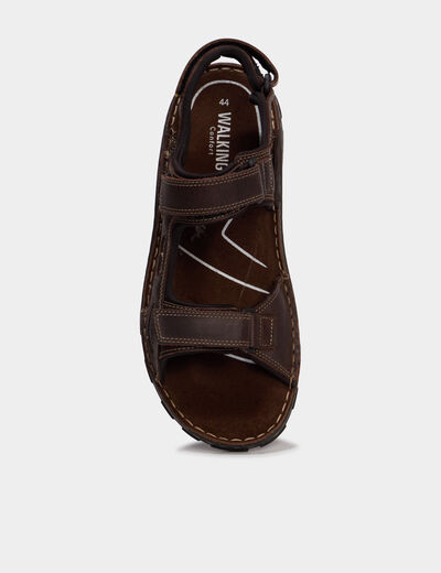 Sandales &agrave; scratchs marron homme