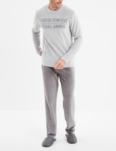 Ensemble pyjama 2 pièces haut et bas gris homme