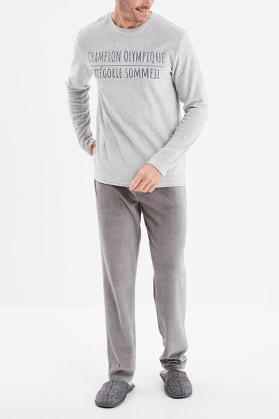 Ensemble pyjama 2 pi&egrave;ces haut et bas gris homme