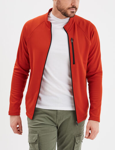 Gilet zippé col montant Trappeur orange foncé homme