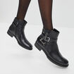 Bottines avec boucles en cuir noir femme