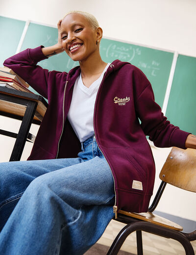 Sweat zippé à capuche Creeks Original bordeaux femme