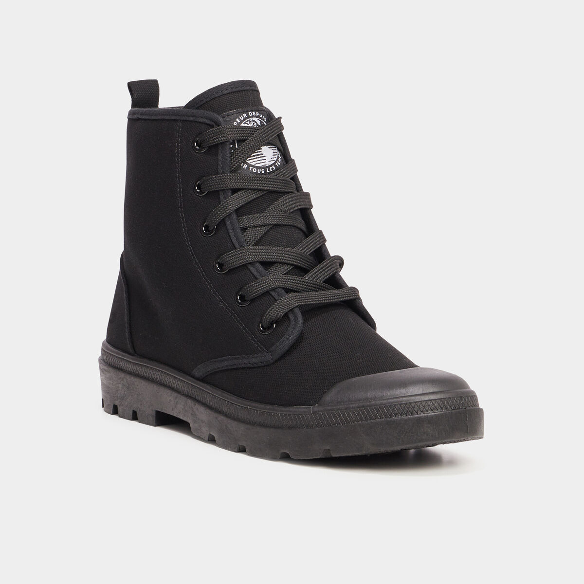 Baskets montantes en toile Trappeur noir femme