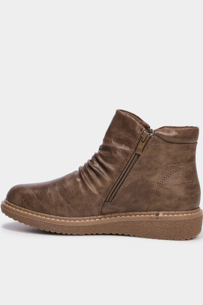 Boots effet pliss&eacute; taupe femme