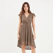 Robe dentelle midi évasée Liberto marron foncé femme