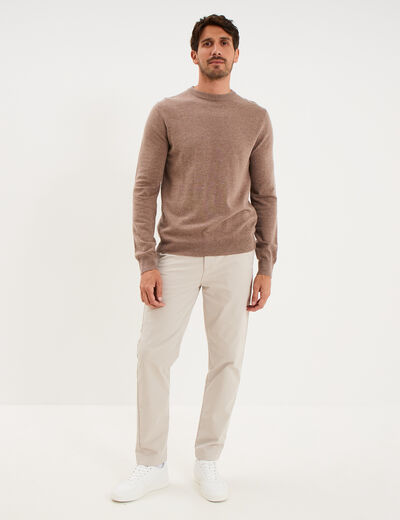Pull col rond manches longues gris homme