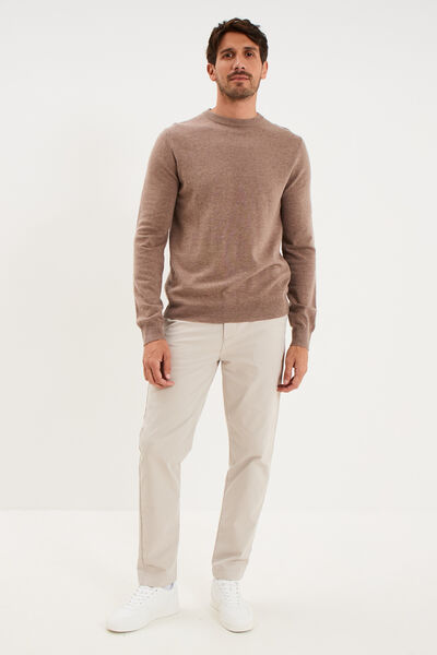 Pull col rond manches longues gris homme