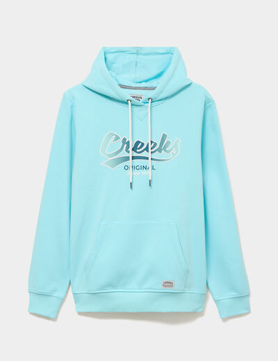 Sweat hoodie en molleton bleu turquoise homme