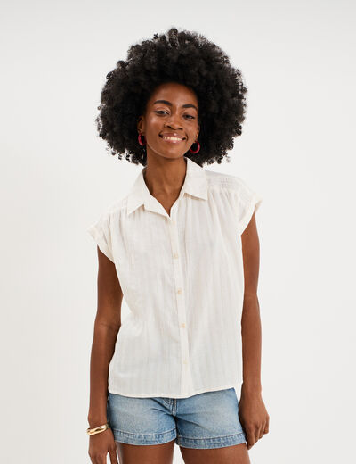 Blouse manches courtes blanc femme