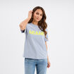 T-shirt droit manches courtes coton bleu clair femme
