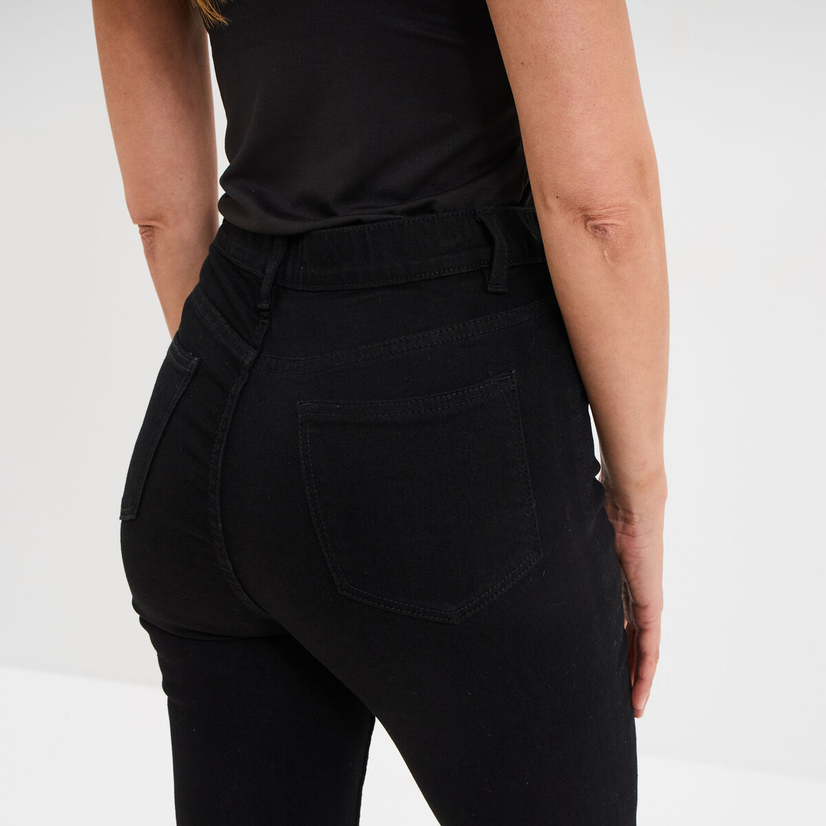 Jegging skinny taille haute denim noir femme