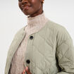 Veste matelass&eacute;e boutonn&eacute;e col rond vert kaki femme