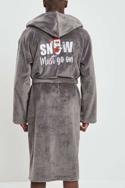 Peignoir de Noël à capuche gris homme