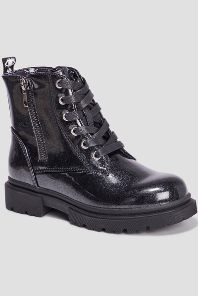 Bottines crantées à paillettes Liberto noir fille