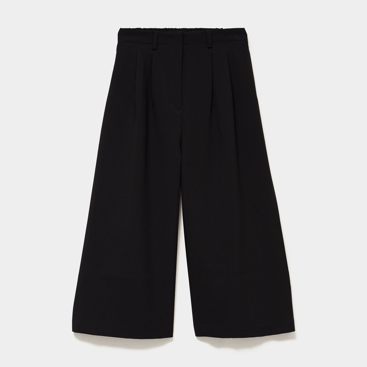 Pantalon culotte large taille haute noir femme