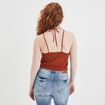 Débardeur pull cropped orange foncé femme