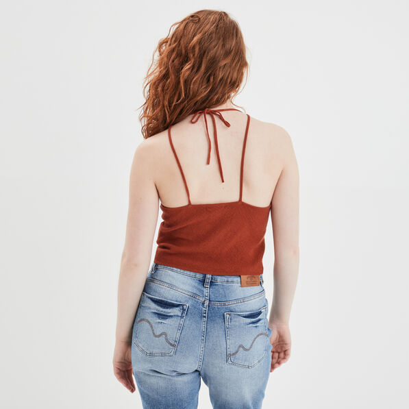 debardeur pull cropped orange fonce femme Débardeur pull cropped orange foncé femme