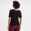 T-shirt col rond manches courtes coton noir femme