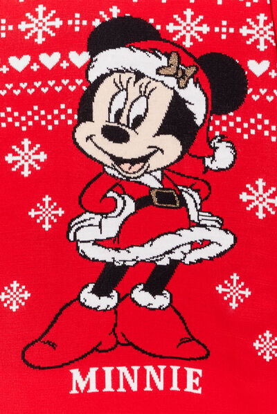 Robe pull manches longues Minnie rouge fille