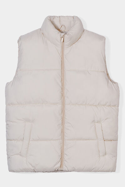 Doudoune sans manches zippée ecru homme