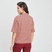 T-shirt avec col montant orange corail femme