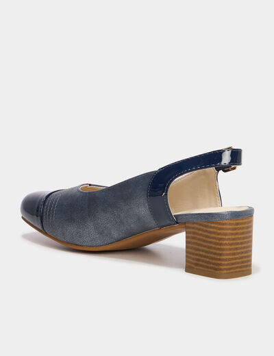 Escarpins à talons pied large bleu femme