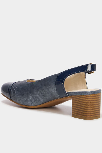 Escarpins &agrave; talons pied large bleu femme