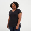 T-shirt col V dentelle noir femme grande taille