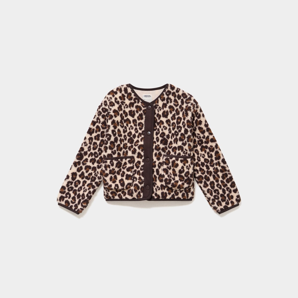 Veste sherpa boutonn&eacute;e col rond beige fille