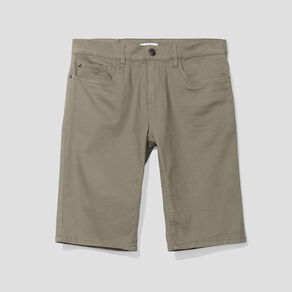 Bermuda droit stretch 5 poches coton vert kaki homme