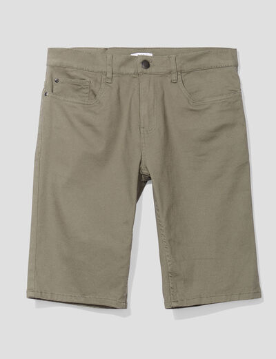 Bermuda droit stretch 5 poches coton vert kaki homme