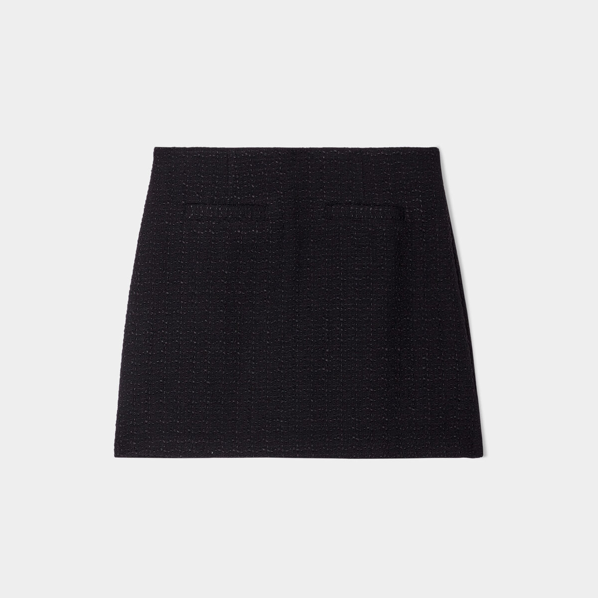 Jupe tweed courte trapèze noir femme