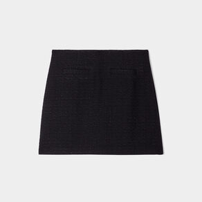 Jupe tweed courte trapèze noir femme