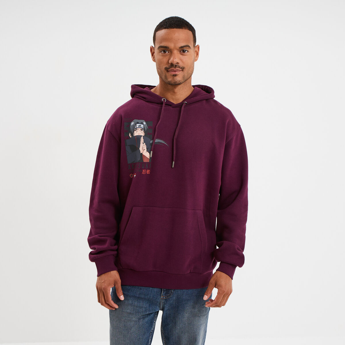 Sweat hoodie 1 poche Naruto Itachi prune homme