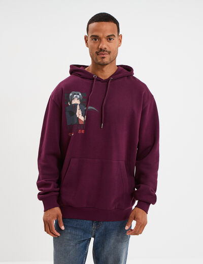 Sweat hoodie 1 poche Naruto Itachi prune homme