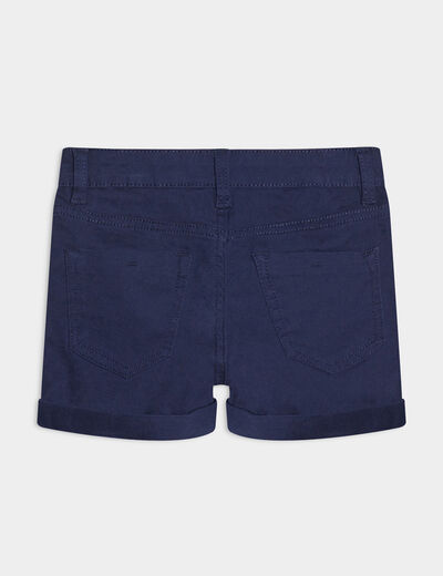 Short ajusté en twill bleu marine fille