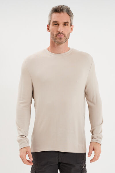 T-shirt chaud technique manches longues gris clair homme