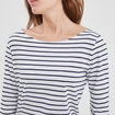 T-shirt manches 3/4 col bateau coton bleu marine femme