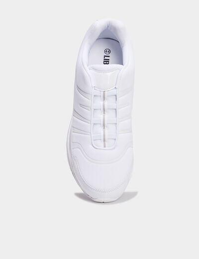 Baskets plates running élastiquées blanc homme