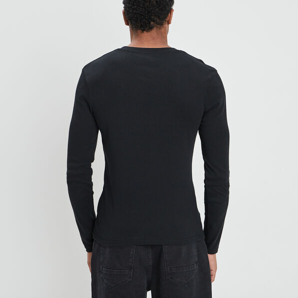 T-shirt manches longues col V noir homme