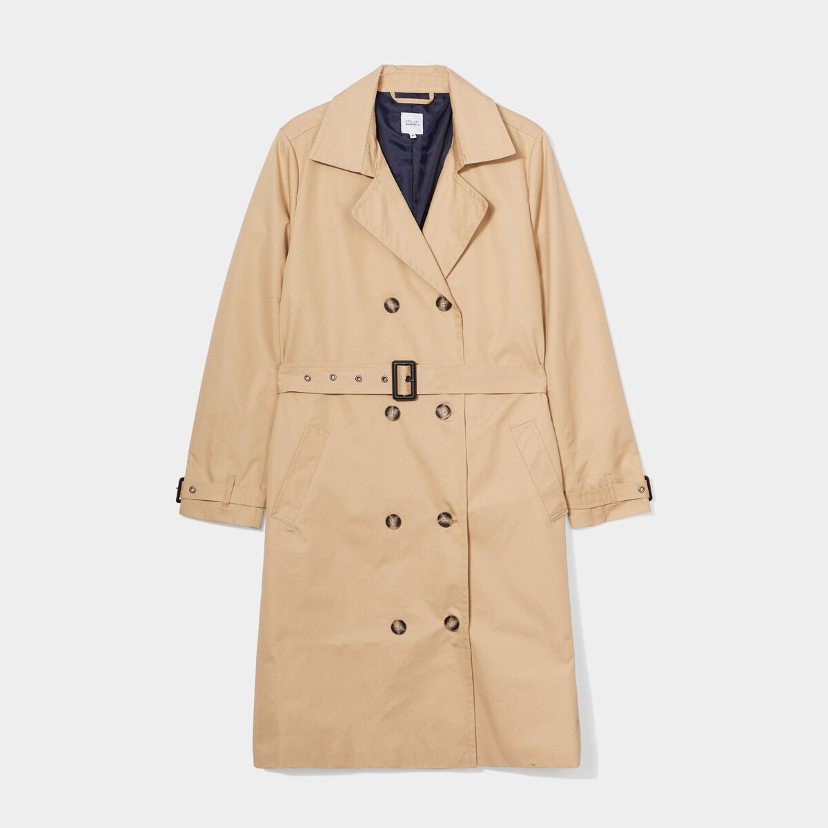 Trench long cintré ceinturé beige femme grande taille