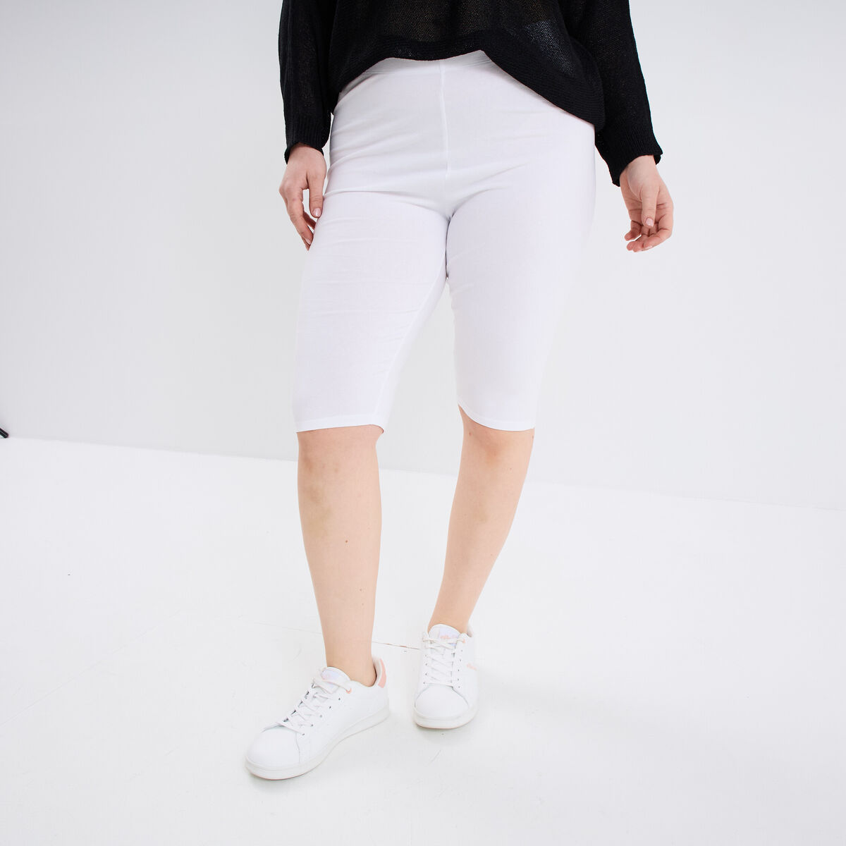 Short legging cycliste coton blanc femme grande taille
