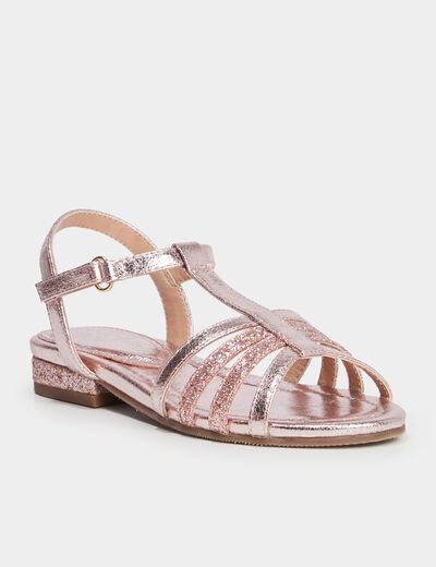 Sandales irisées à paillettes rose fille