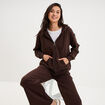 Sweat zipp&eacute; &agrave; capuche marron fonc&eacute; femme