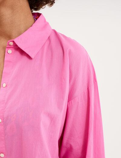 Robe chemise de plage voile de coton rose femme